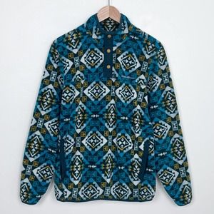 Eddie Bauer Blue Geometric Fleece Jacket